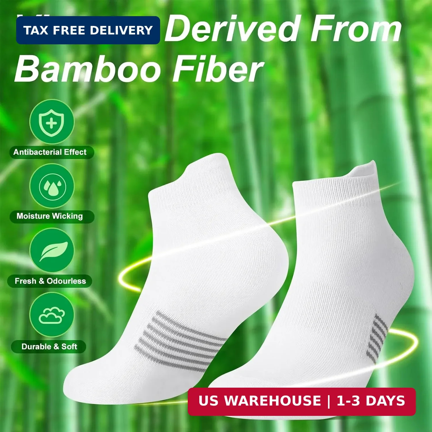 6 Pairs Thin Breathable Bamboo Ankle Socks for Women | Cooling Moisture Wicking