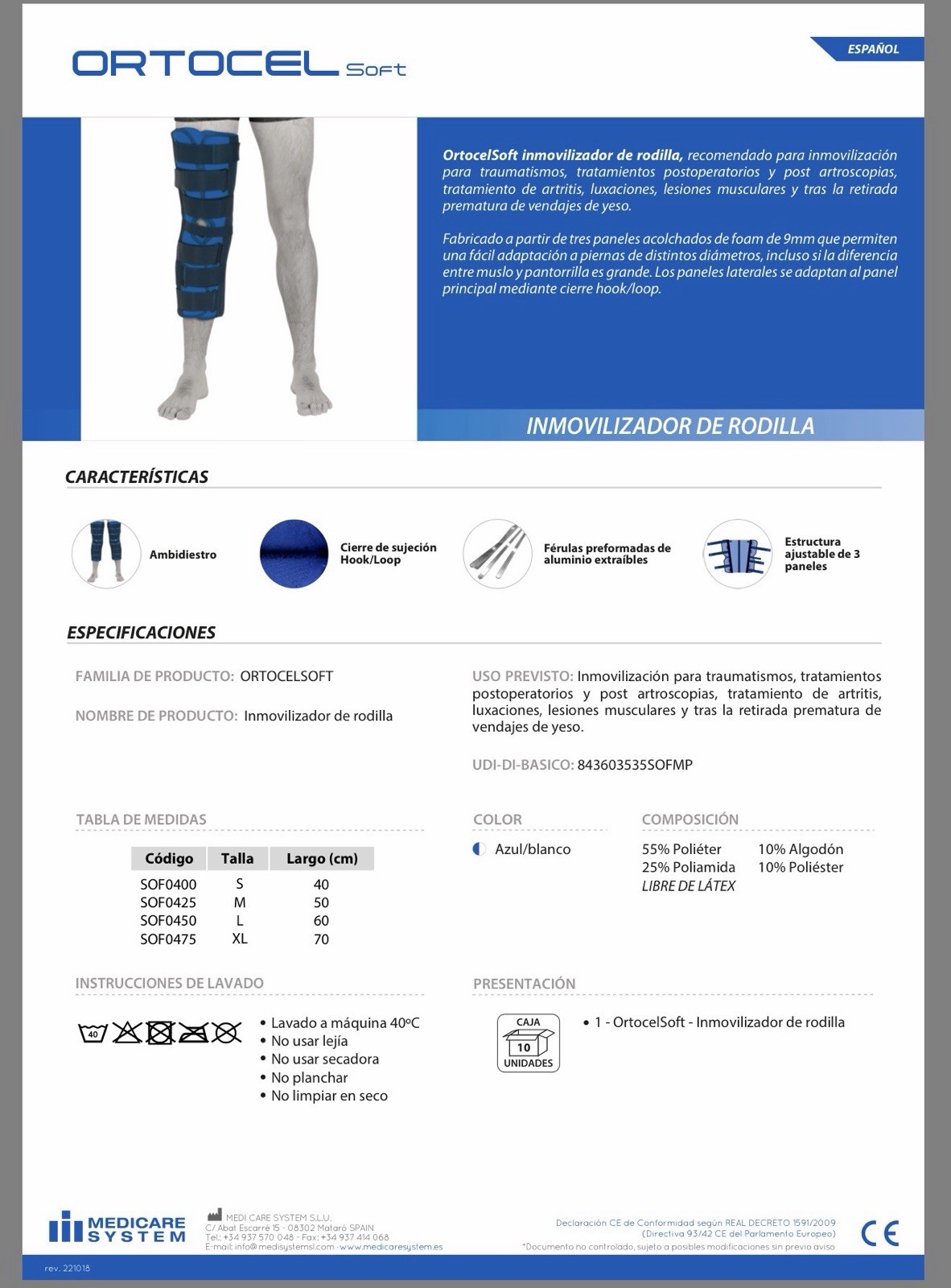 Ortocel SOF 0450 T/L 60cm Unisex Knee and leg immobilization Stabilizer