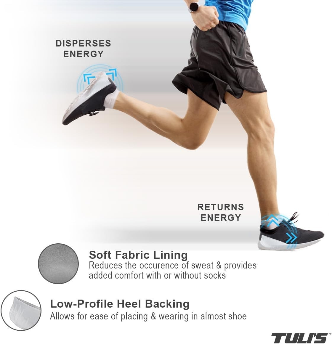 Plantar Fasciitis Relief with Tuli’s Soft Gel Heel Cups – 1 Pair, Regular Size