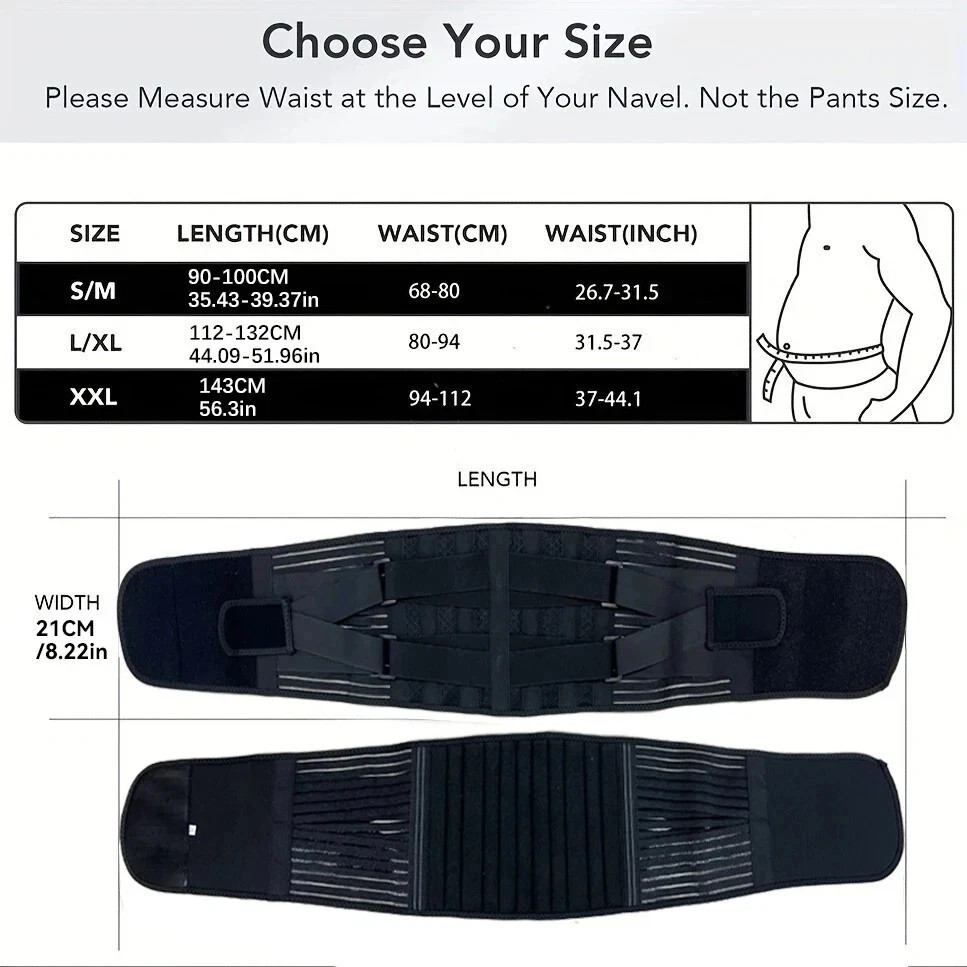 Adjustable Lower Back Brace Lumbar Support Waist Belt for Men Women Pain Relief