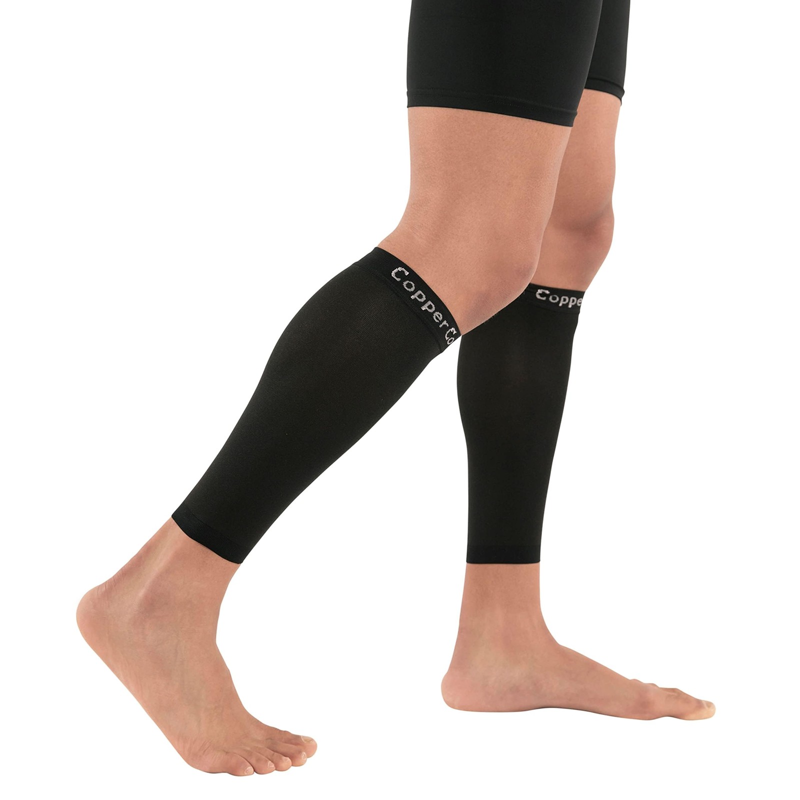 Copper Compression Calf Sleeves for Shin Splints, Medium (1 Pair), Black