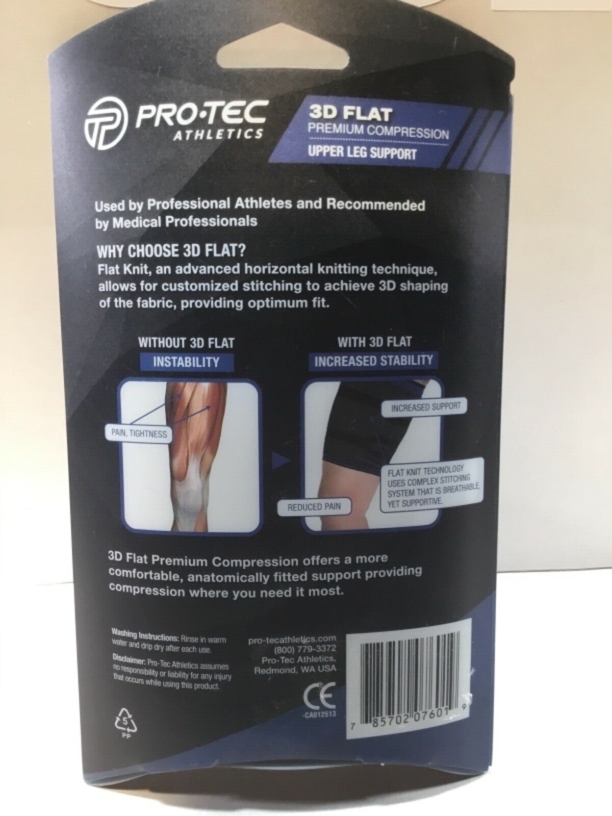 Pro-Tec Athletics 3D Flat Premium Sleeve Support Pain Relief for thigh