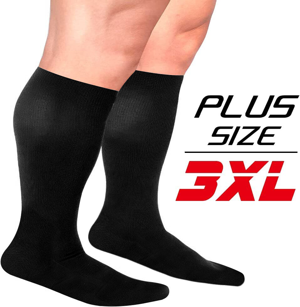 3X-Large Plus Size Unisex Easy-On/Easy-Off Knee High Compression Socks 15-20mmHg