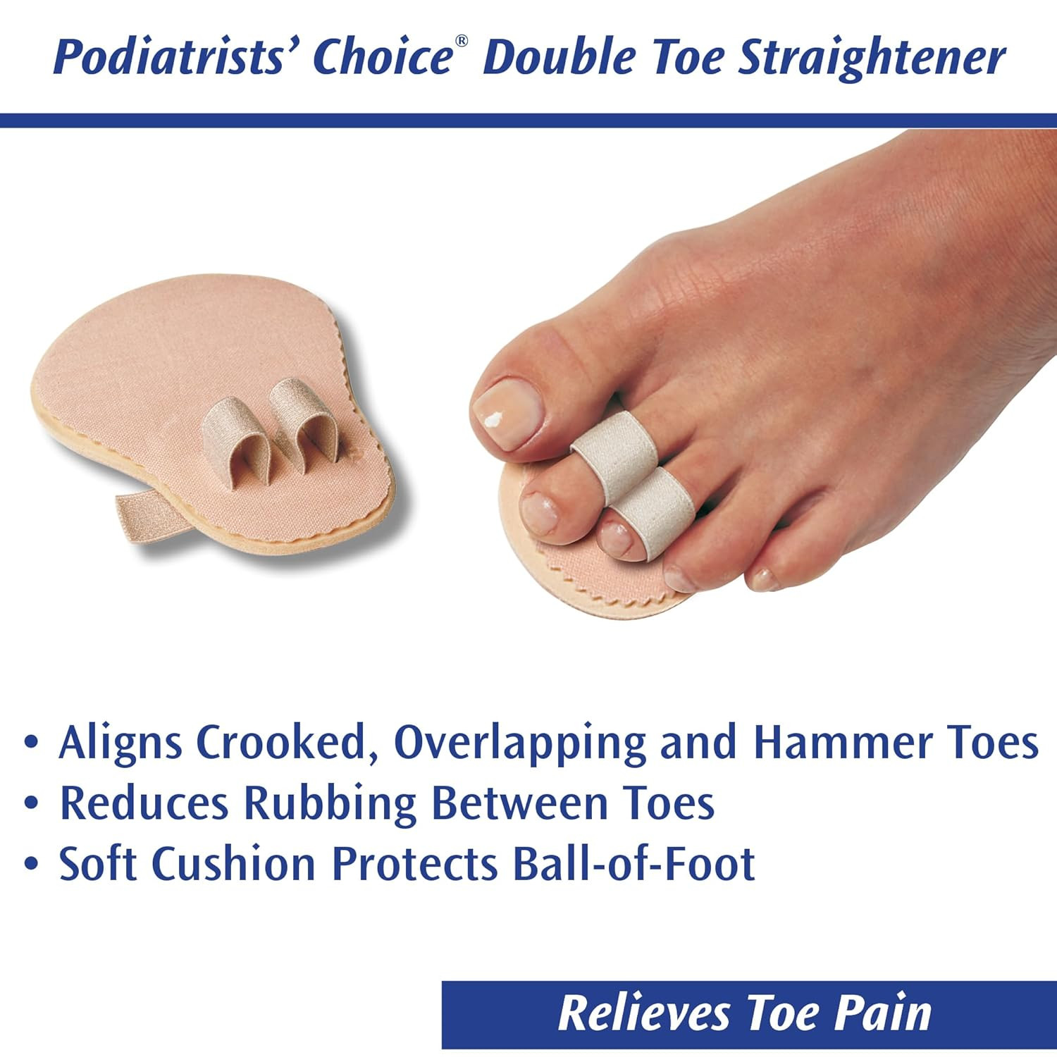 Double-Toe Straightener – Gentle Toe Alignment Support for Hammer Toes, Crooked