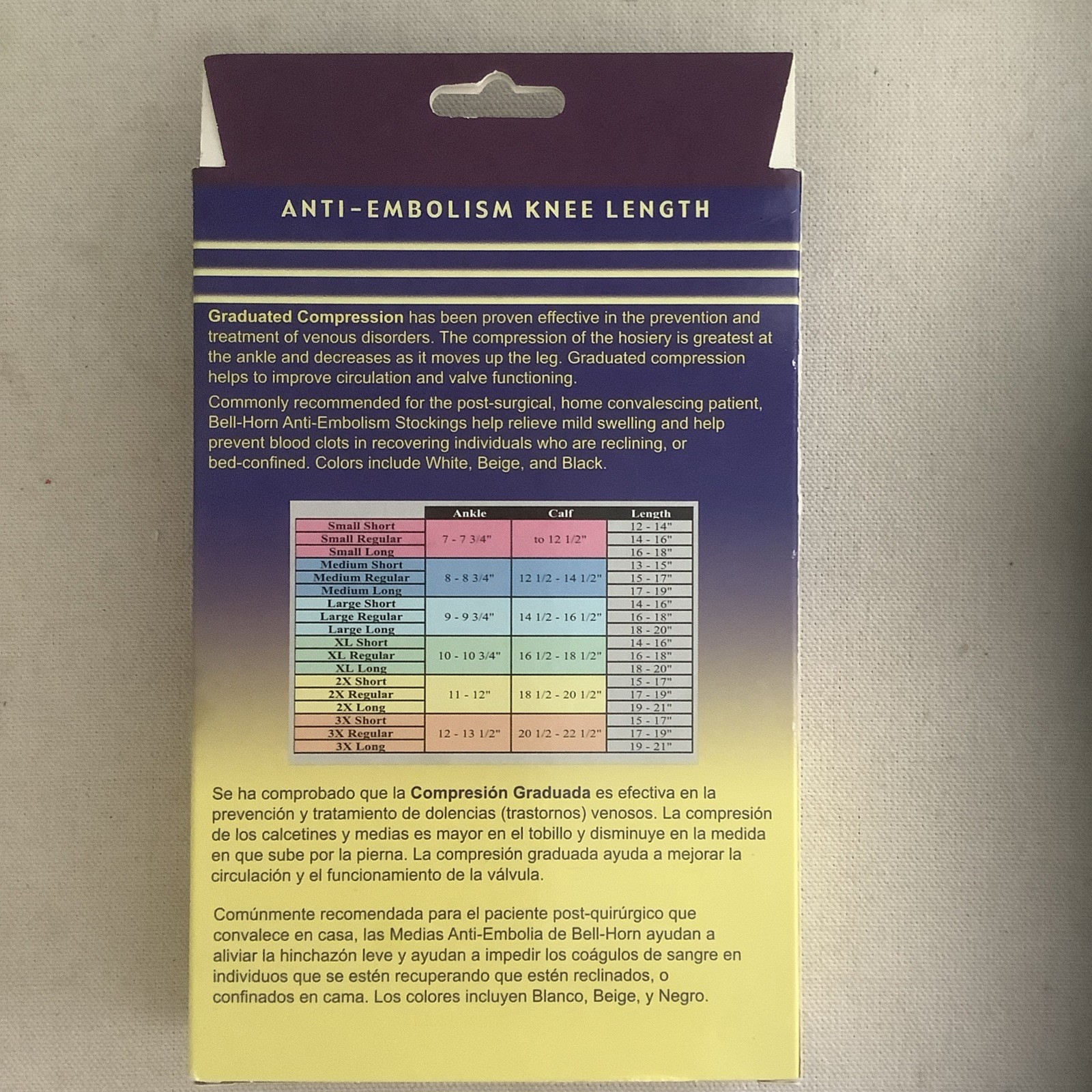 Anti Embolism Bell-Horn Stockings 18 mmHg Compression Closed Toe Beige XXX Large