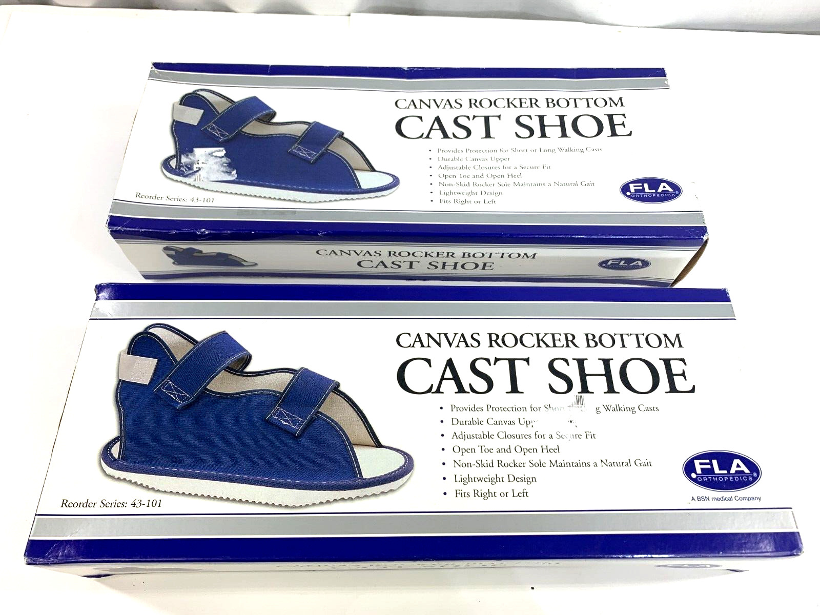 FLA Orthopedics Adult Canvas Rocker Bottom Cast Shoe small, Blue # 43-101602
