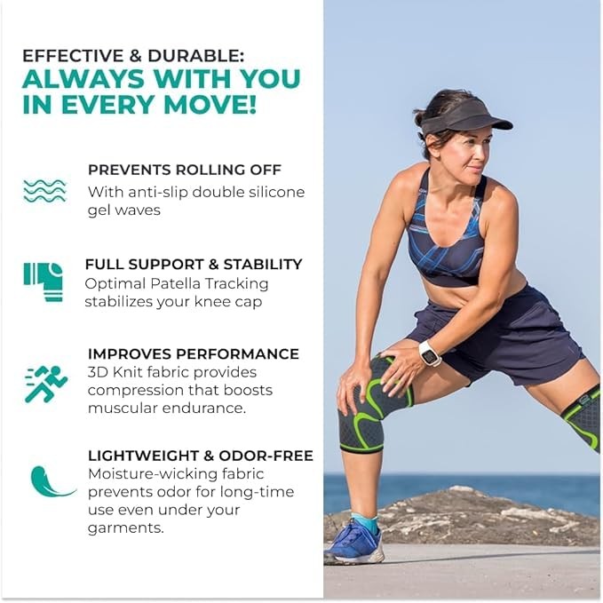 Modvel Compression Knee Brace for Women Men, 2-Pack Knee Brace for Running K…