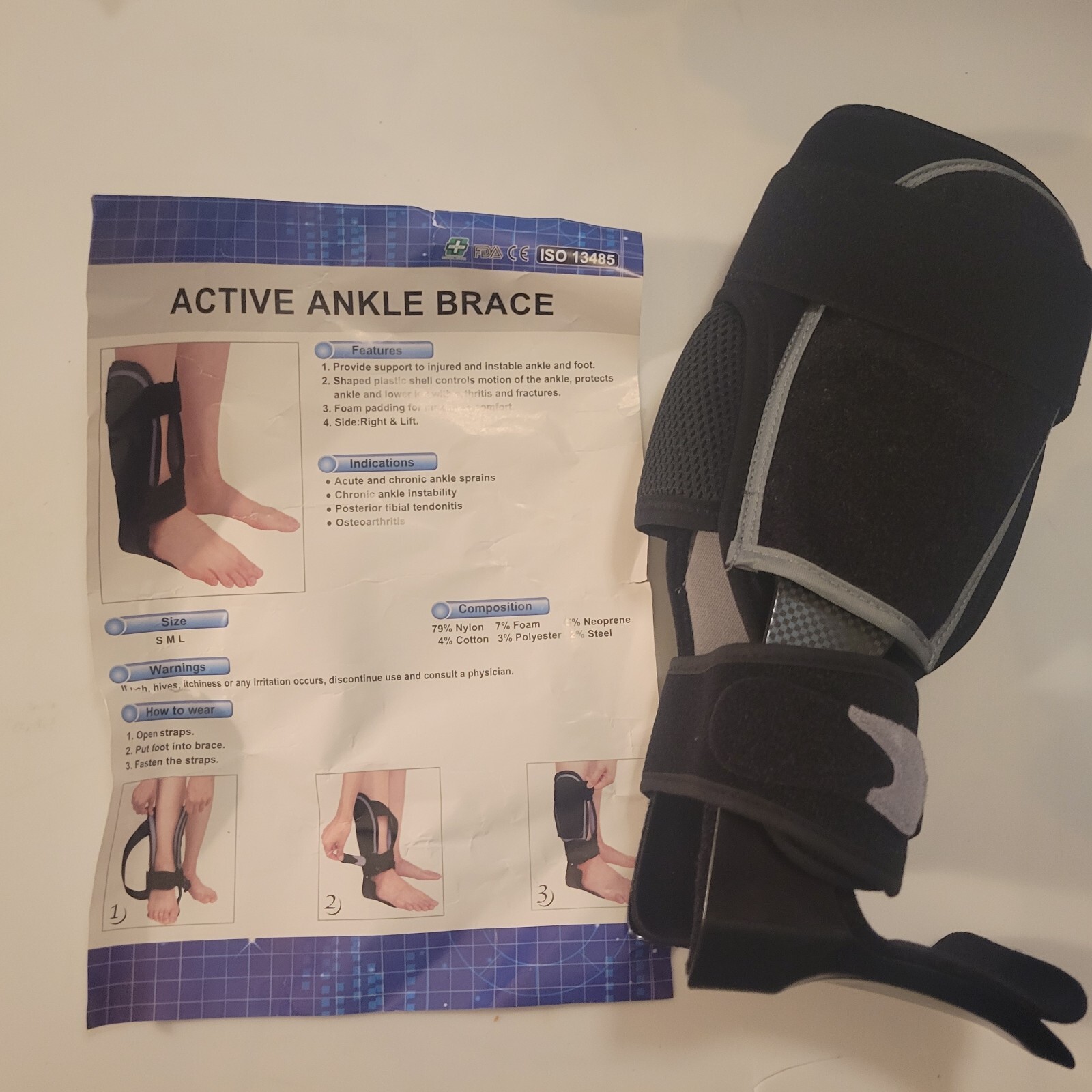 ISO Active ankle brace Left Small (M) ISO 13485