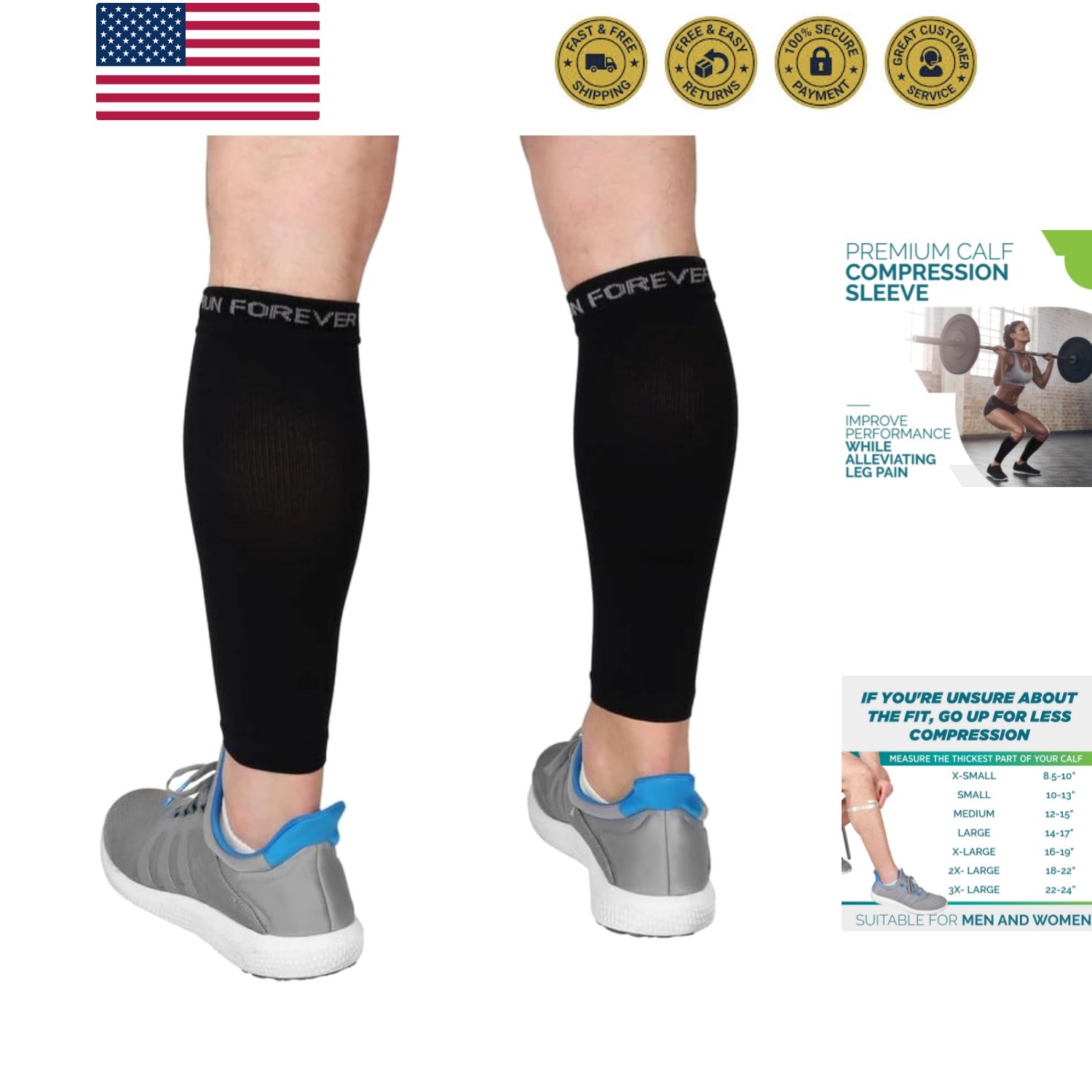 Calf Compression Sleeves for Men and Women – Leg Compression Sleeve – Footles…