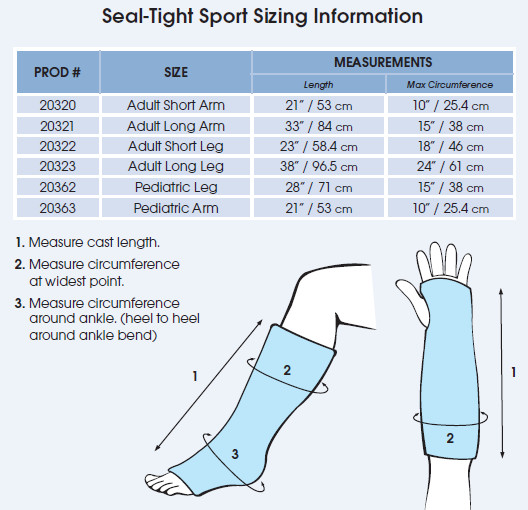 Swim Pool Bathing Underwater Cast Protector SealTight SPORT ADULT LONG LEG 20323