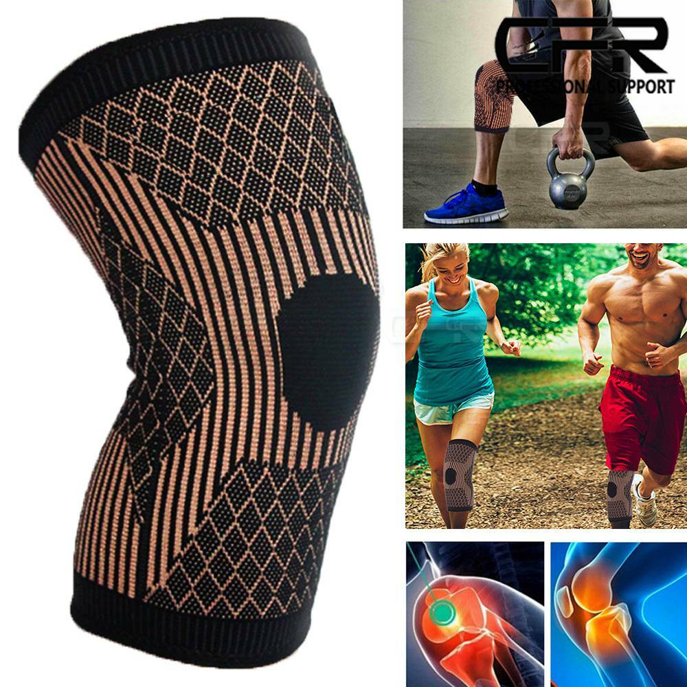 Copper Knee Sleeve Compression Brace Support Sport Joint Arthritis Pain Relief