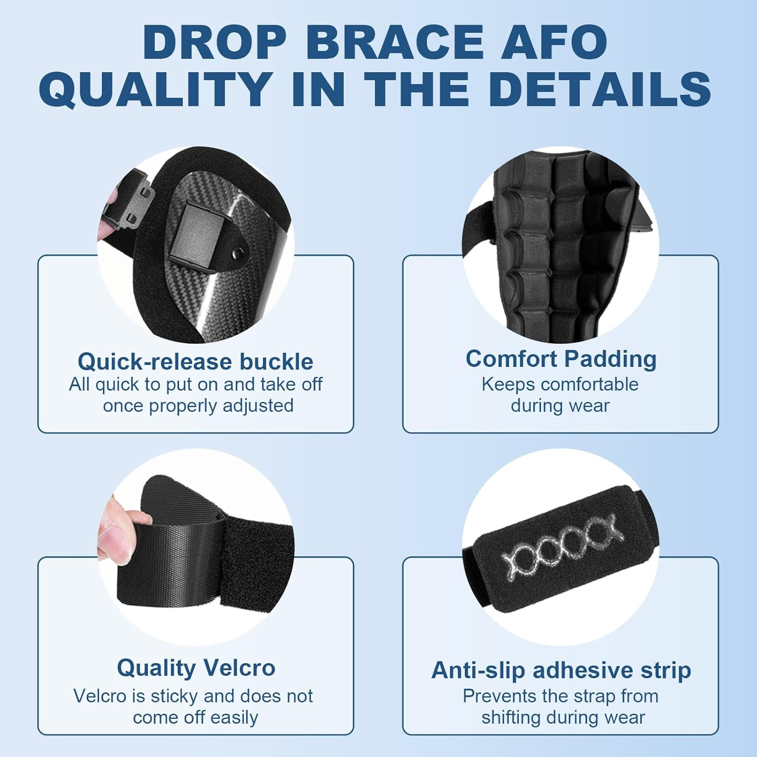 Lightweight Carbon Fiber AFO Brace for Foot Drop & Ankle Instability – Right Lar