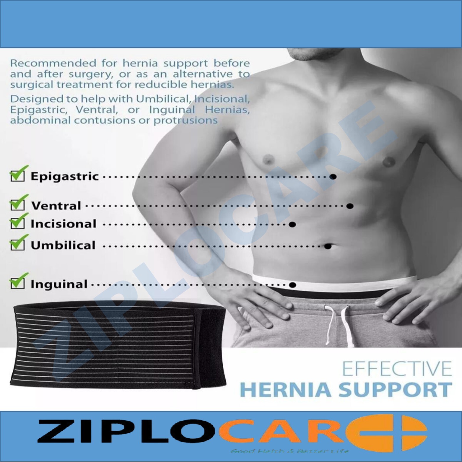 Abdominal Binder Umbilical Hernia Support Belt for Belly Button Navel or Hernias