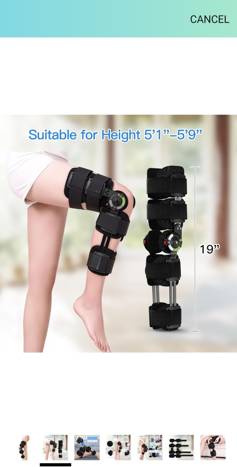 Hinged Knee Brace, Post Op ROM Adjustable Recovery Support for ACL, PCL, MCL