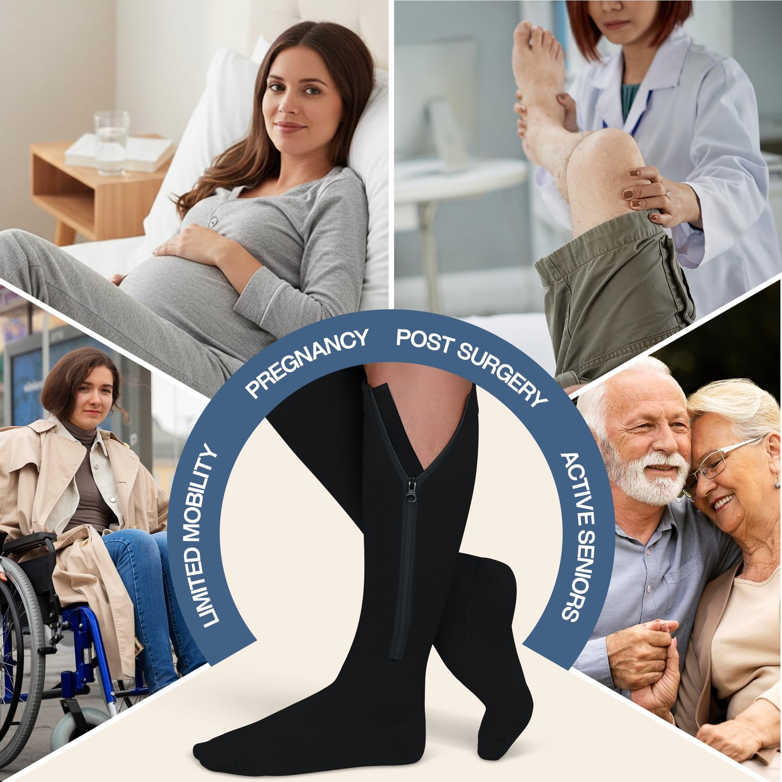 ™ Zipper Compression Socks for Men & Women, 2030mmHg Closed Toe Graduated Zip…