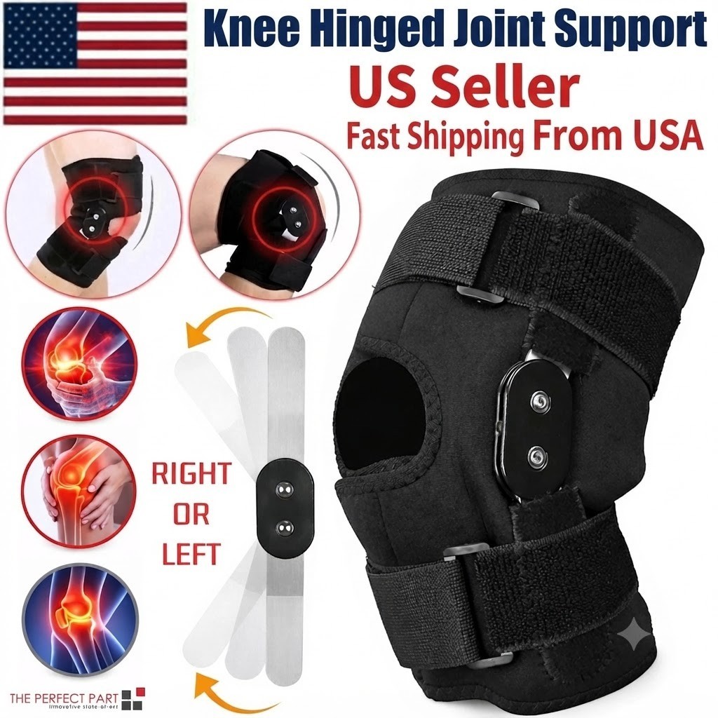 Knee Brace Compression Sleeve Hinged Joint Support Open Patella Stabilizer Wrap