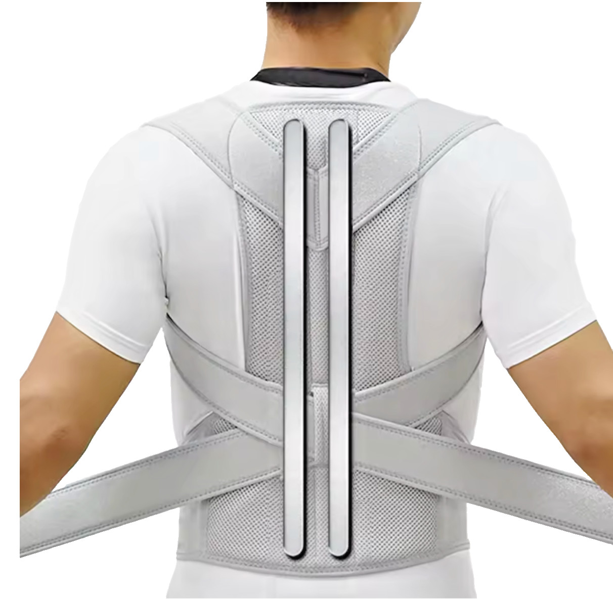 Back posture corrector is adjustable with breathable shoulder and waist support