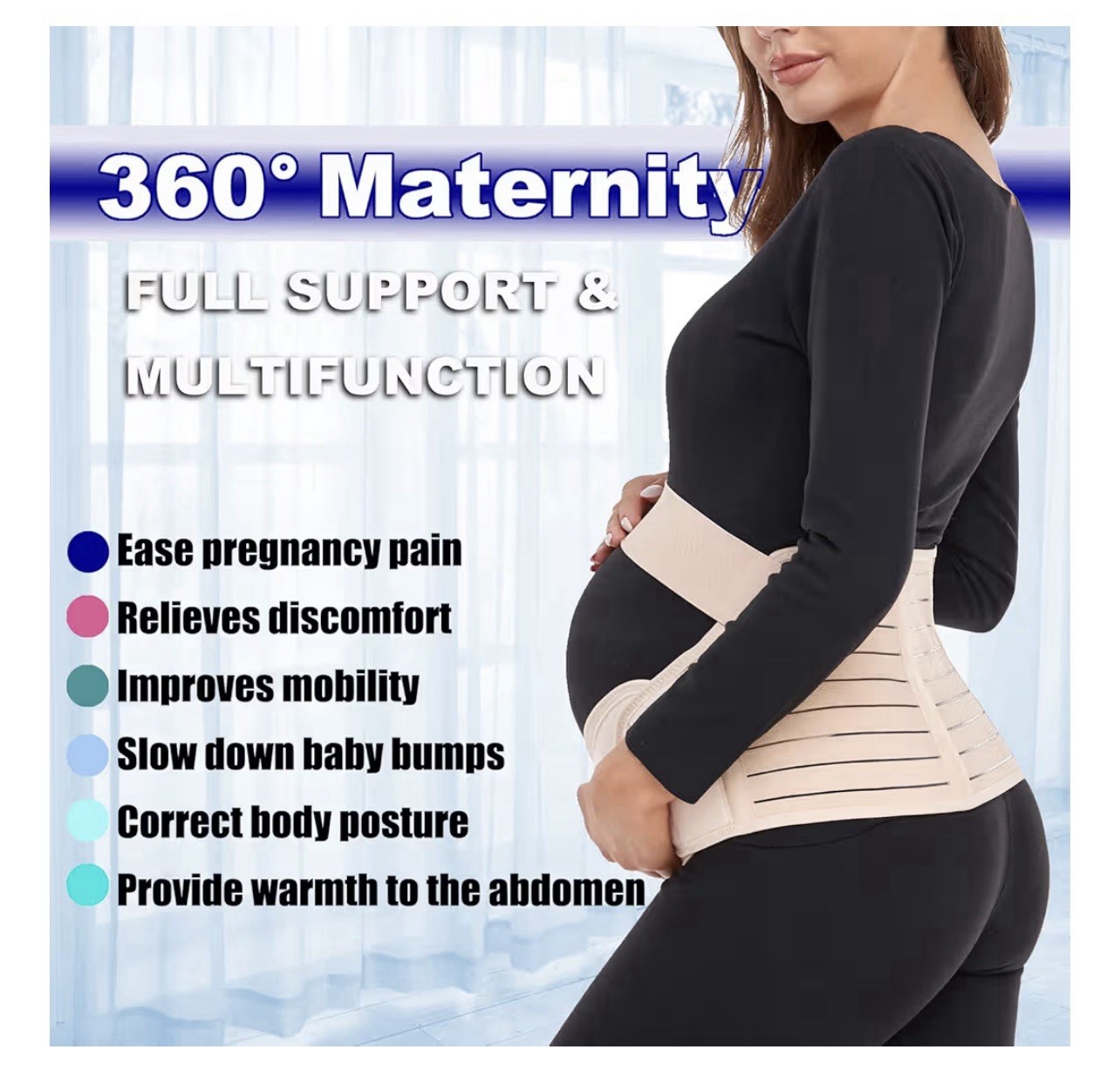 ChongErfei Maternity Support Belt Adjustable Beige