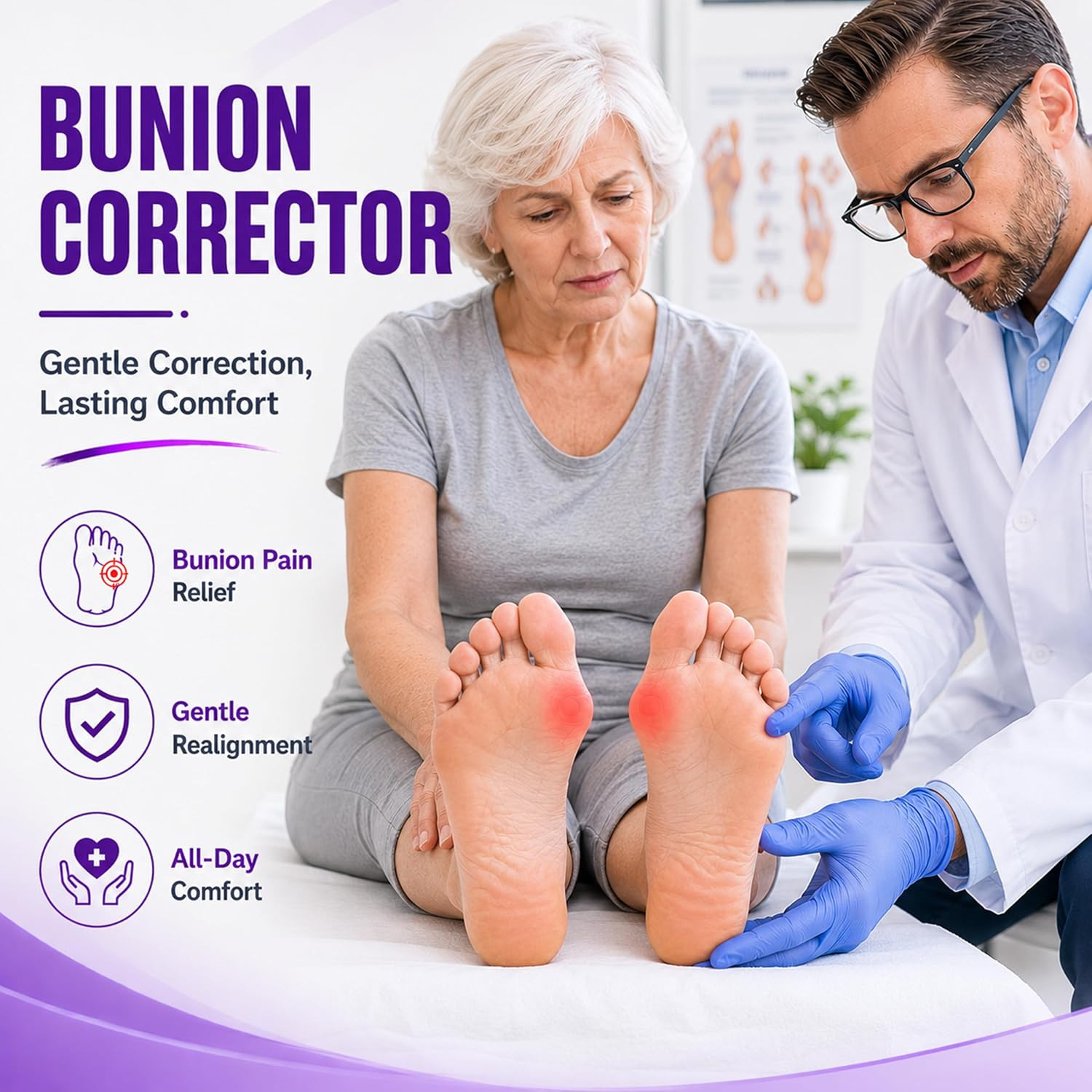 Bunion Cushion Sleeve with Adjustable Heel Strap, Breathable Big Toe Spacer with