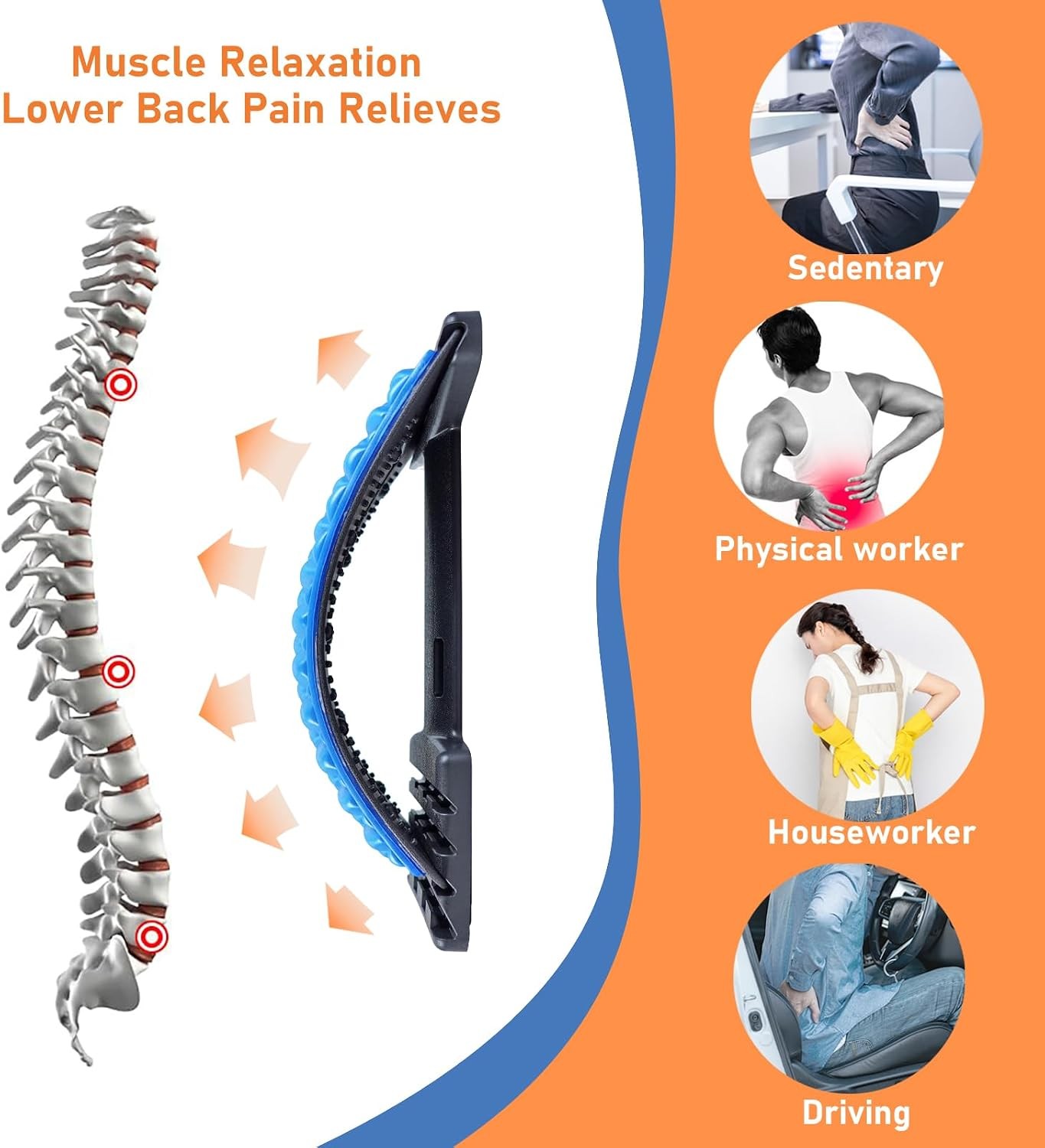 NEW Back Stretcher for Lower Back Pain Relief – 4 Level Adjustable Spine Decompr