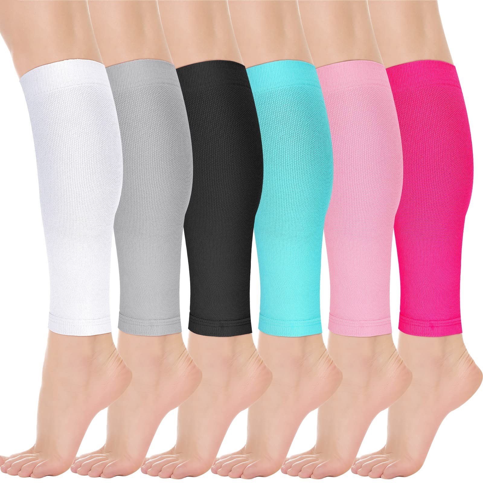6 Pairs Footless Calf Compression Sleeves for Women – Running, Nursing, Pregnanc