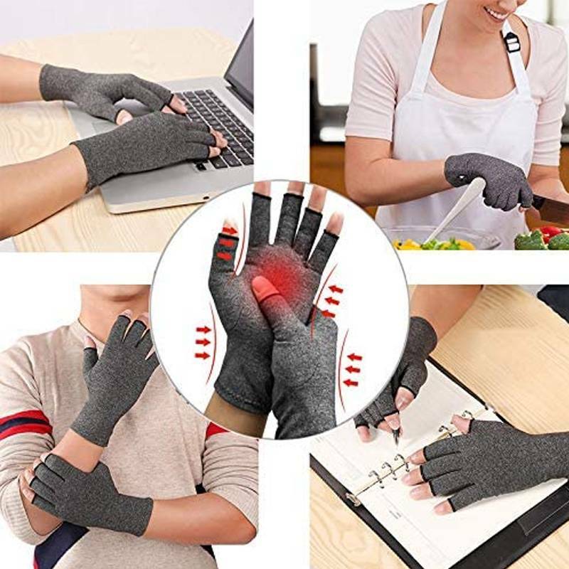 Copper Compression Gloves Carpal Tunnel Arthritis Therapeutic Brace Pain Relief