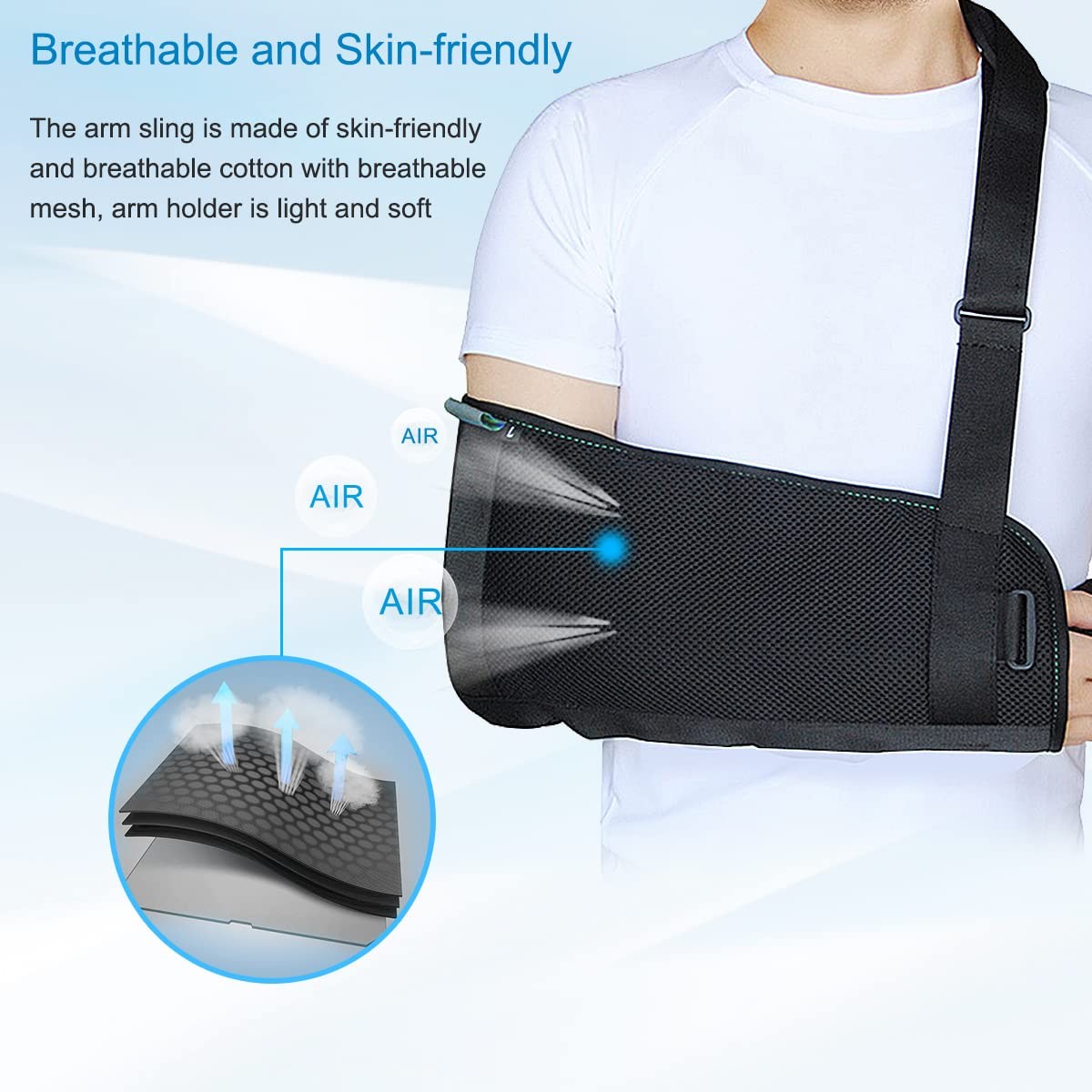 Arm Sling Shoulder Immobilizer Support Brace with Back Belt Size L Set