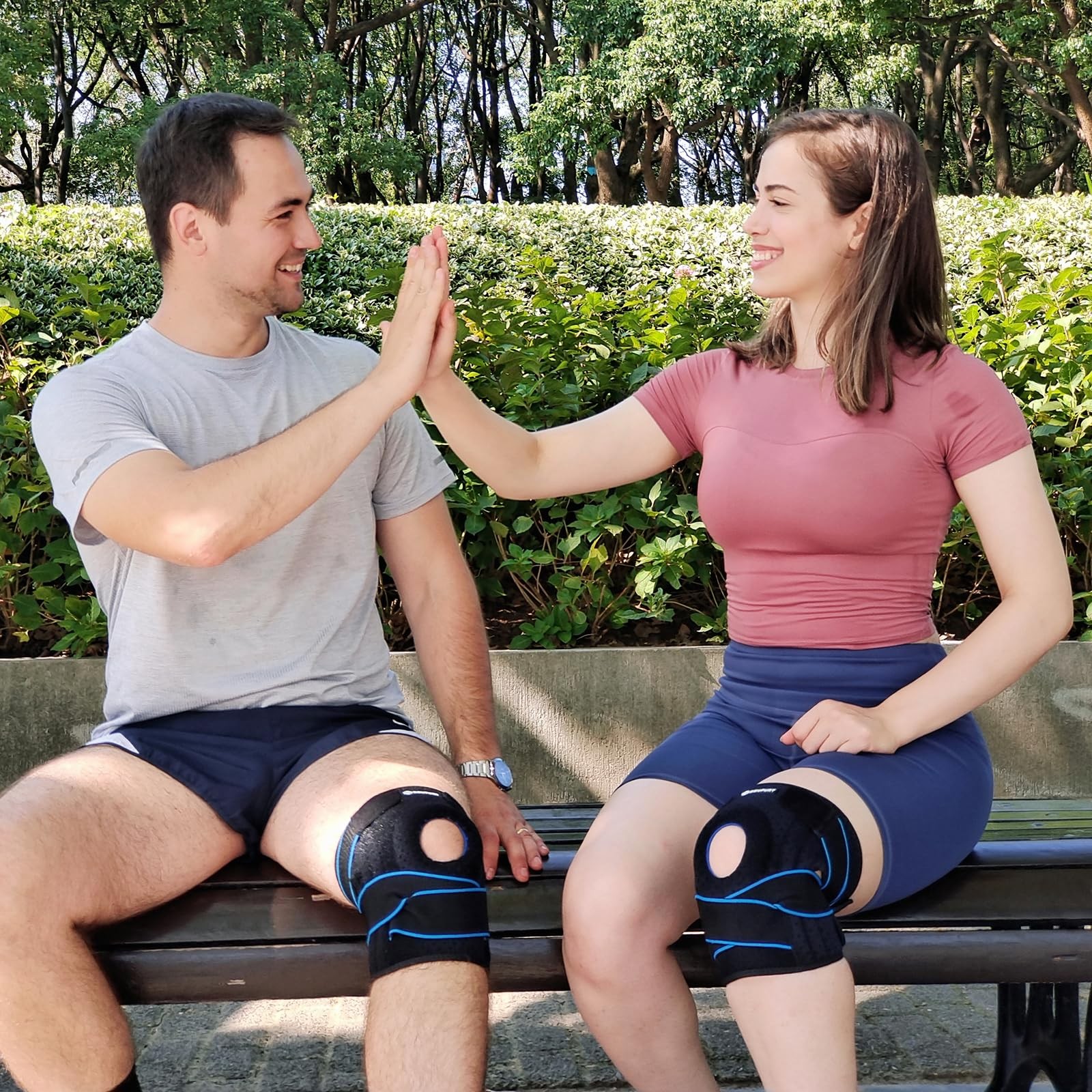 DOUFURT Knee Brace for Men & Women, Side Large(Pack of 1), Blue & Black