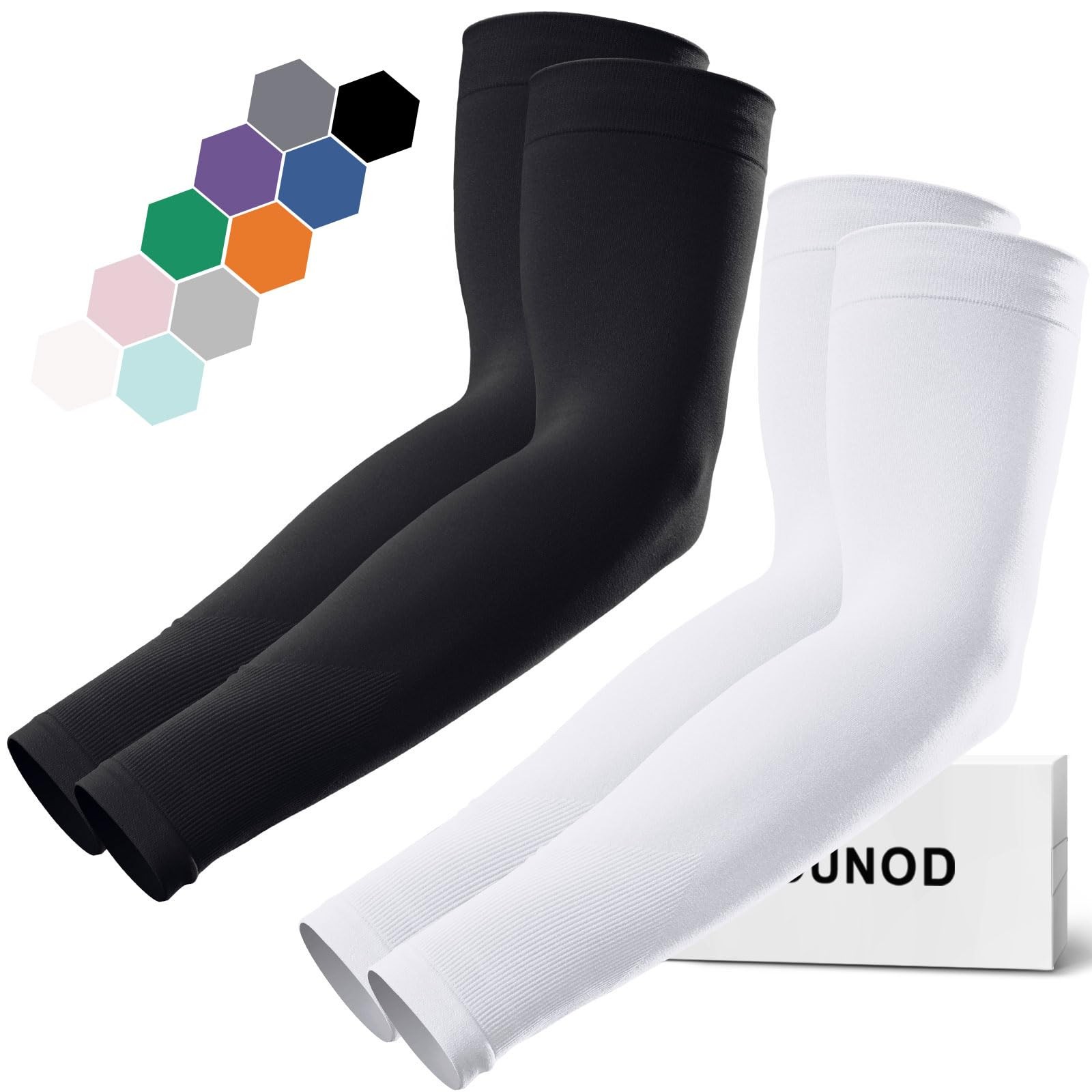 GOUNOD Compression Arm Sleeves 2 Pairs Black White