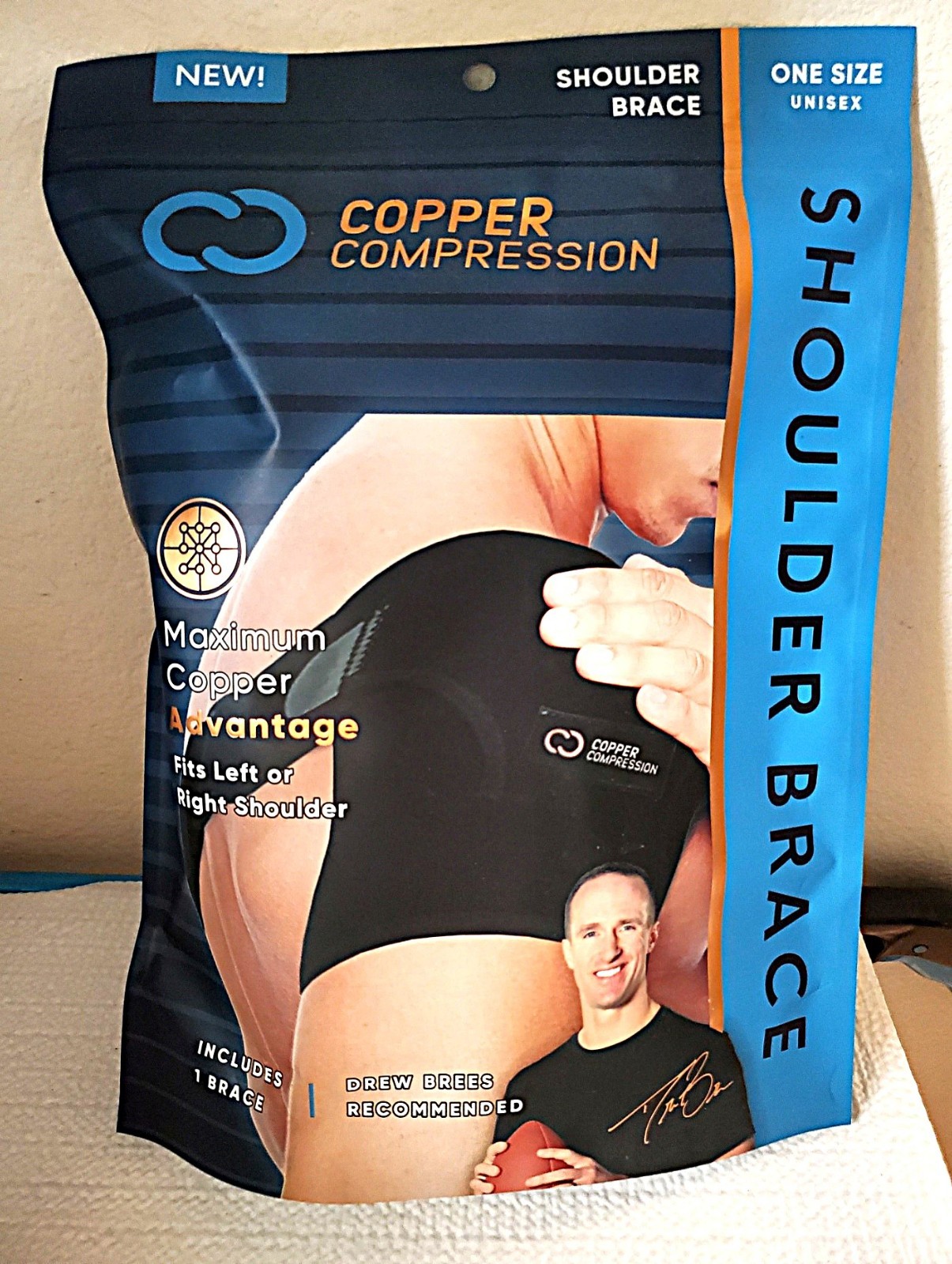 COPPER COMPRESSION Shoulder Brace – Fits Left or Right Shoulder – One Size – NEW