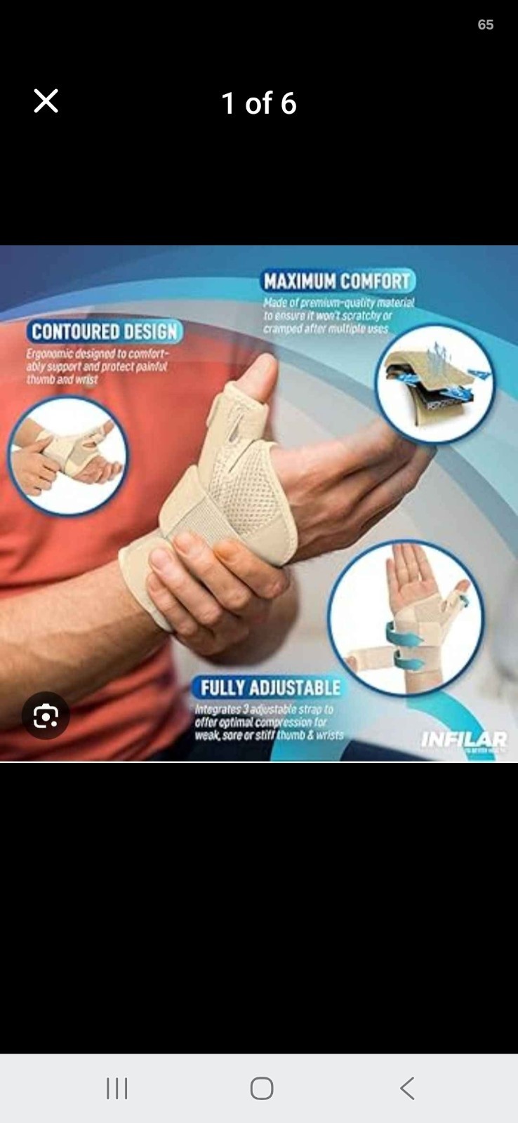 Thumb Brace Splint for Right & Left Hand Unisex Black