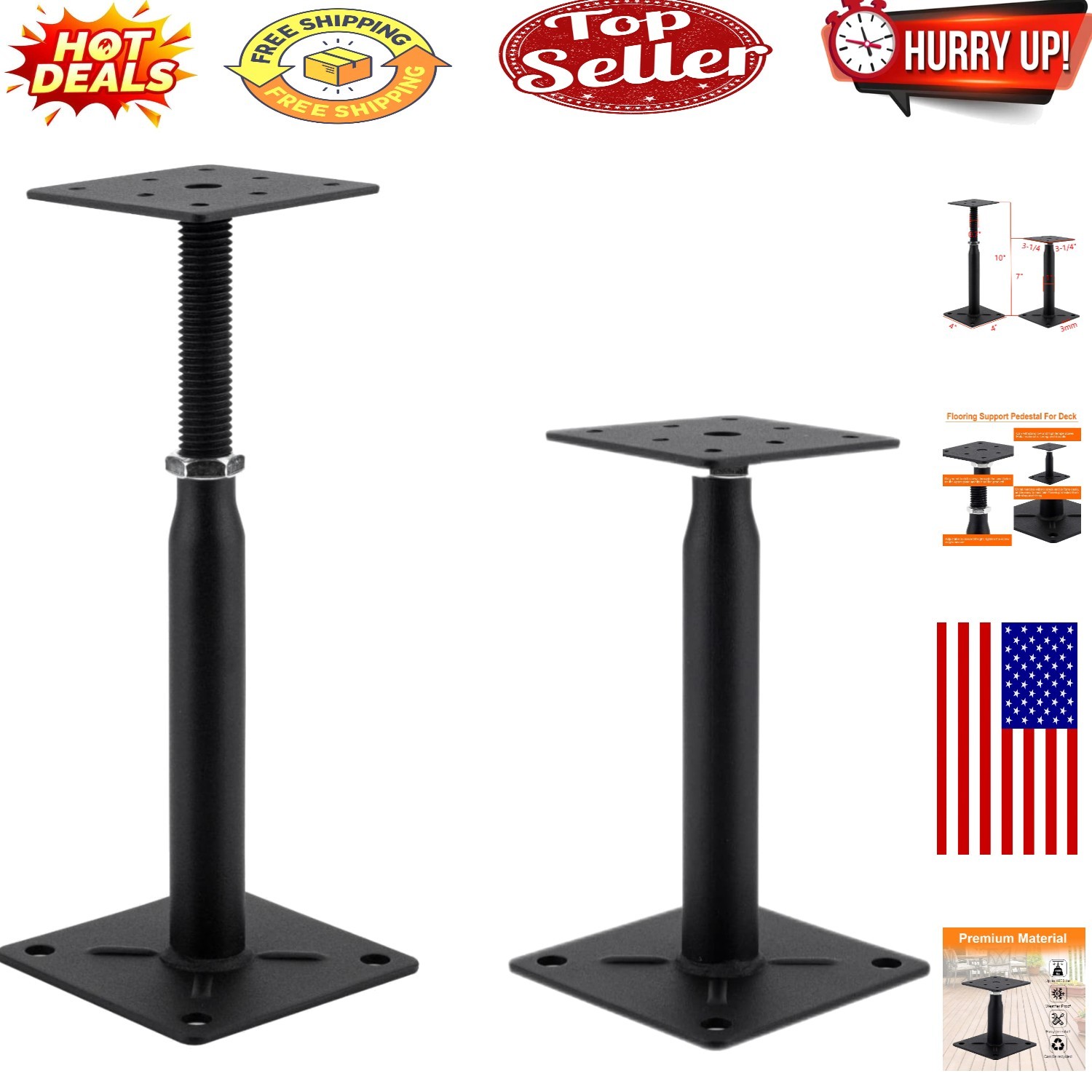 Heavy-Duty Adjustable Floor Support Jack — 7″ to 10″, Up to 4000 lbs