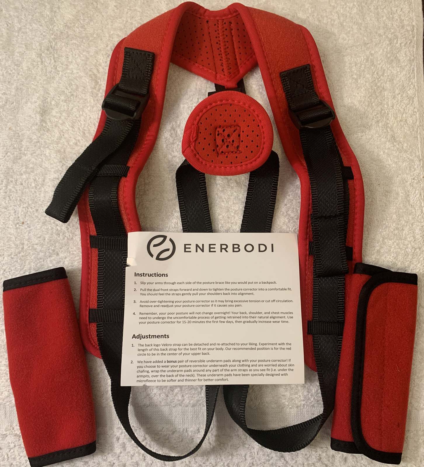 Enerbodi Back Posture Corrector Unisex Black/Red Upper Back Straightener Brace