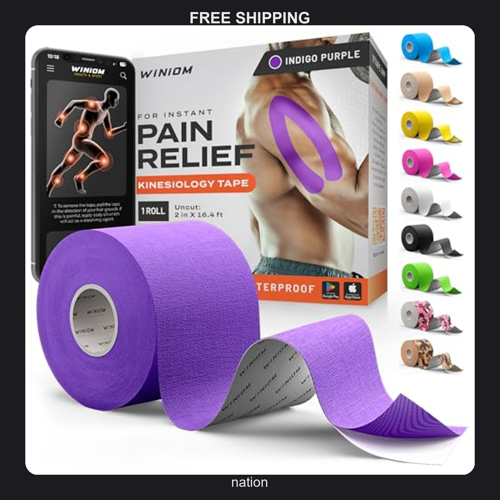 Kinesiology Tape 16.4ft Waterproof Hypoallergenic Support for Joints