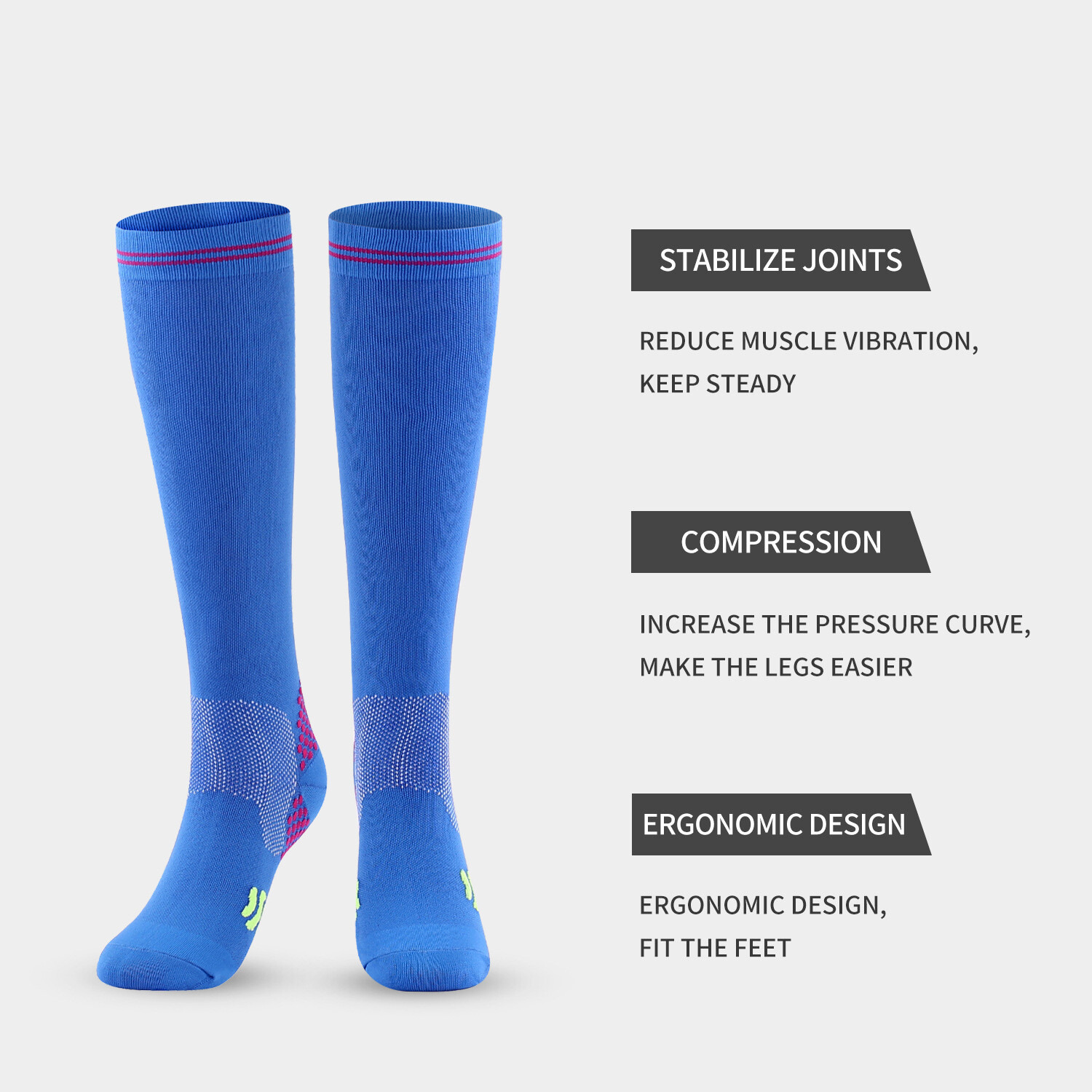 20-30mmhg Knee High Running Sports Medical Anti-bacterial Socks for Nurses
