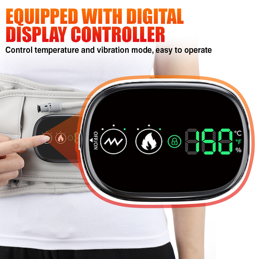 Inflatable Decompression Lower Back Belt Lumbar Support Heated Vibration Massage