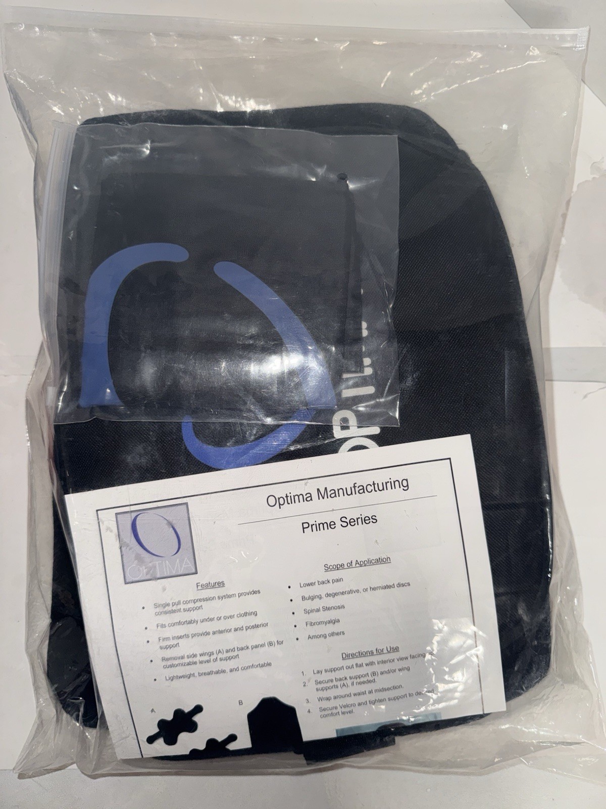 OPTIMA PRIME SERIES XXL 2XL BACK BRACE LUMBAR SUPPORT 47″- 50″ Circumference NEW