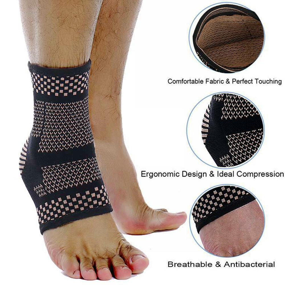 Copper Ankle Brace Achilles Tendon Support Wrap Sleeve Adjustable Tendinitis