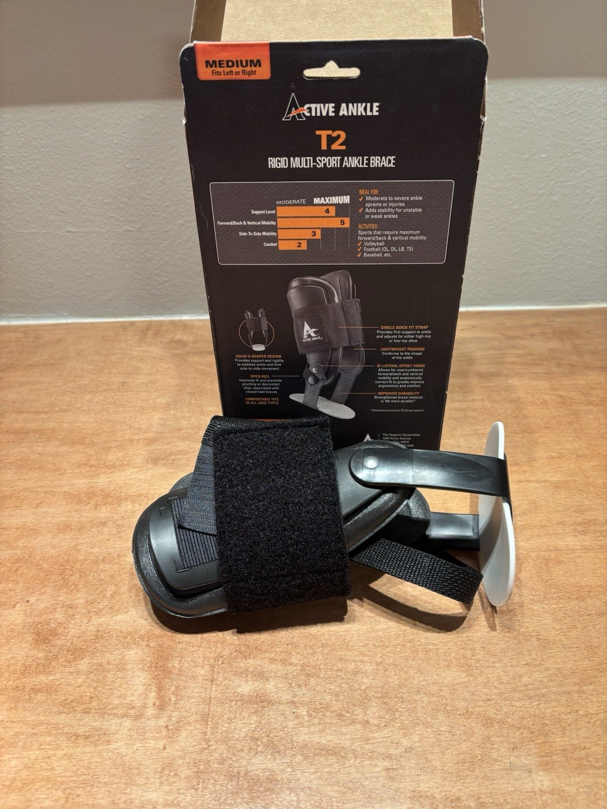 Active Ankle T2 Rigid Multi-Sport Ankle Brace -medium- Black Open Box