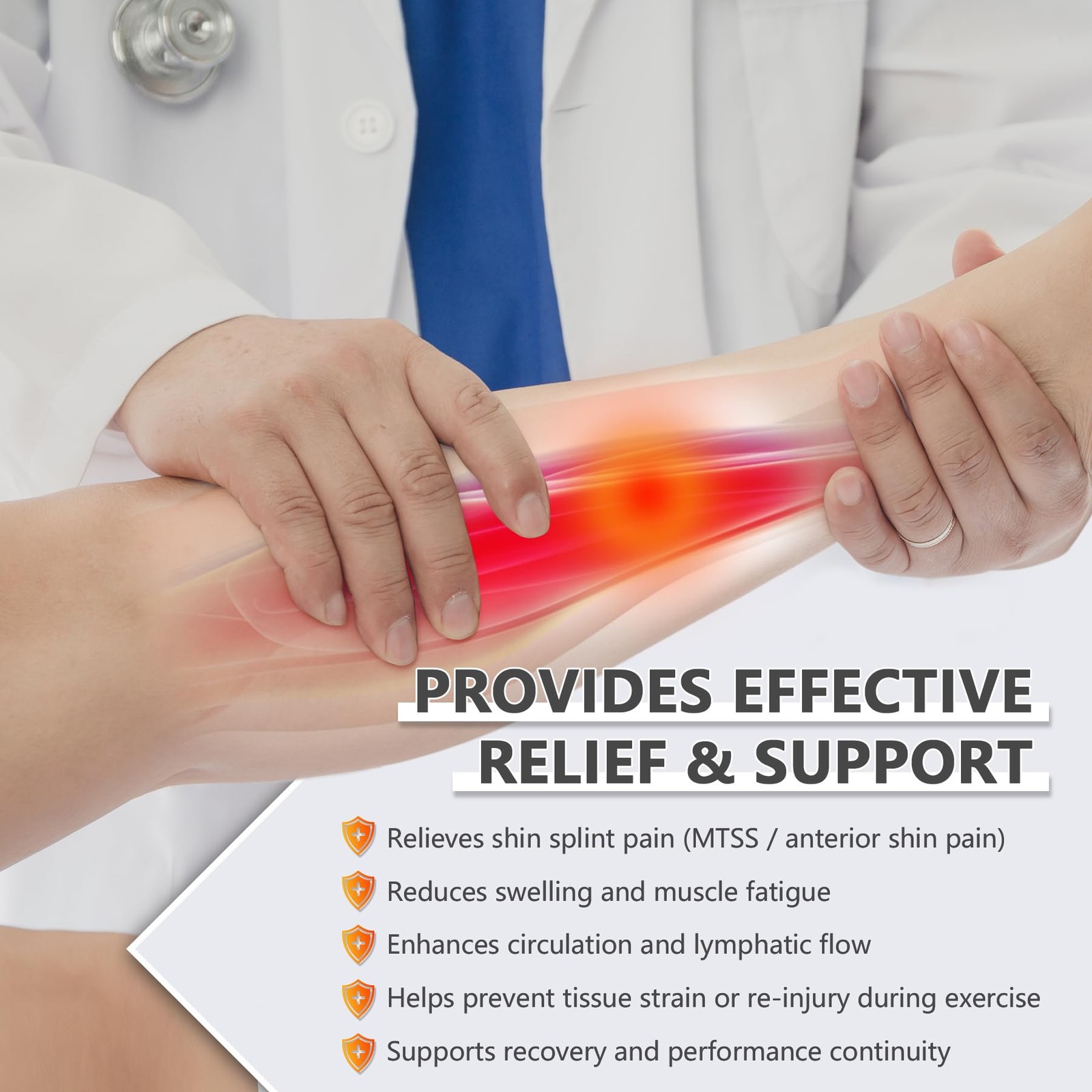 Shin Splints Compression Wrap for Medial Tibial Stress Syndrome (MTSS), Shin …