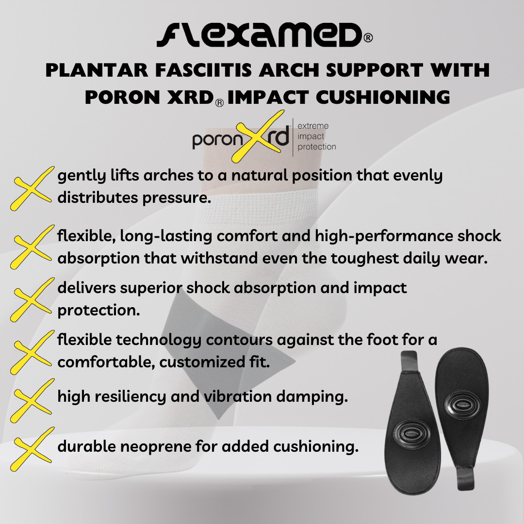 FlexaMed Plantar Fasciitis Arch Support w/ PORON Cushion (Pair) | Made in the US