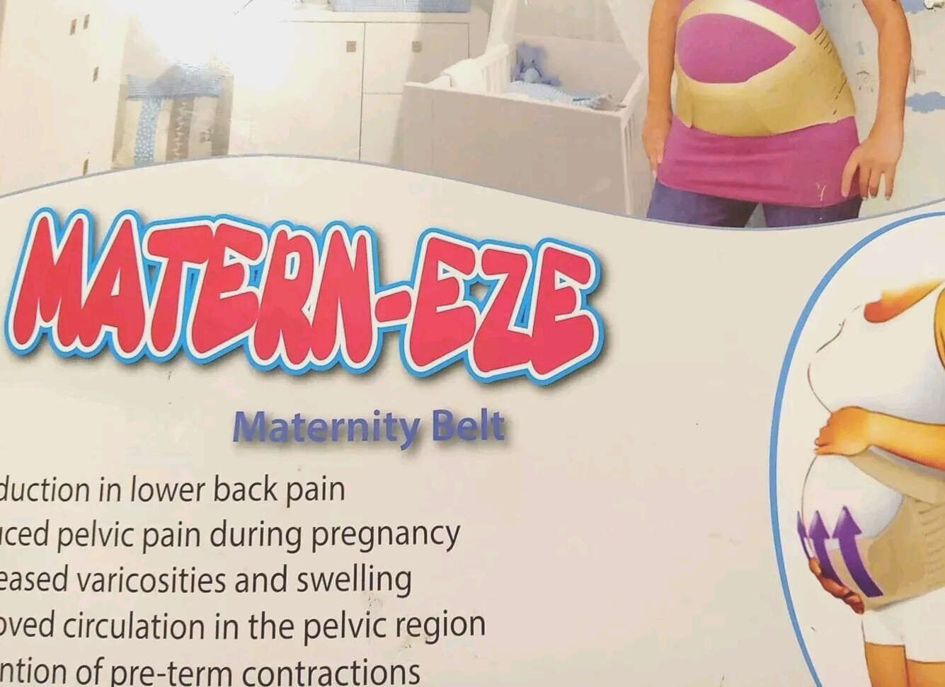 MATERN-EZE Pregnancy Maternity Support Back Brace Belt, Soft Elastic XXL Beige