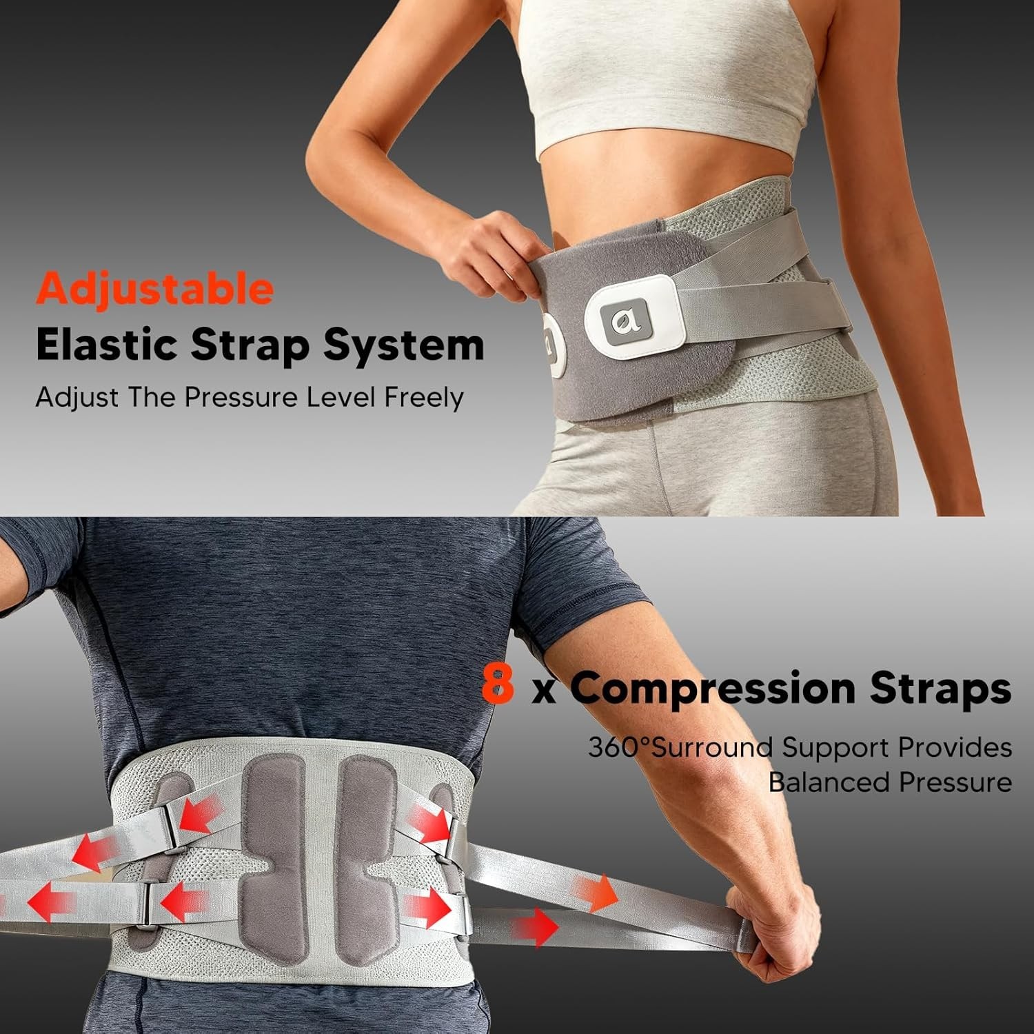 Arboleaf Heated Lumbar Support Back Brace, Lower Back Pain Relief, LARGE