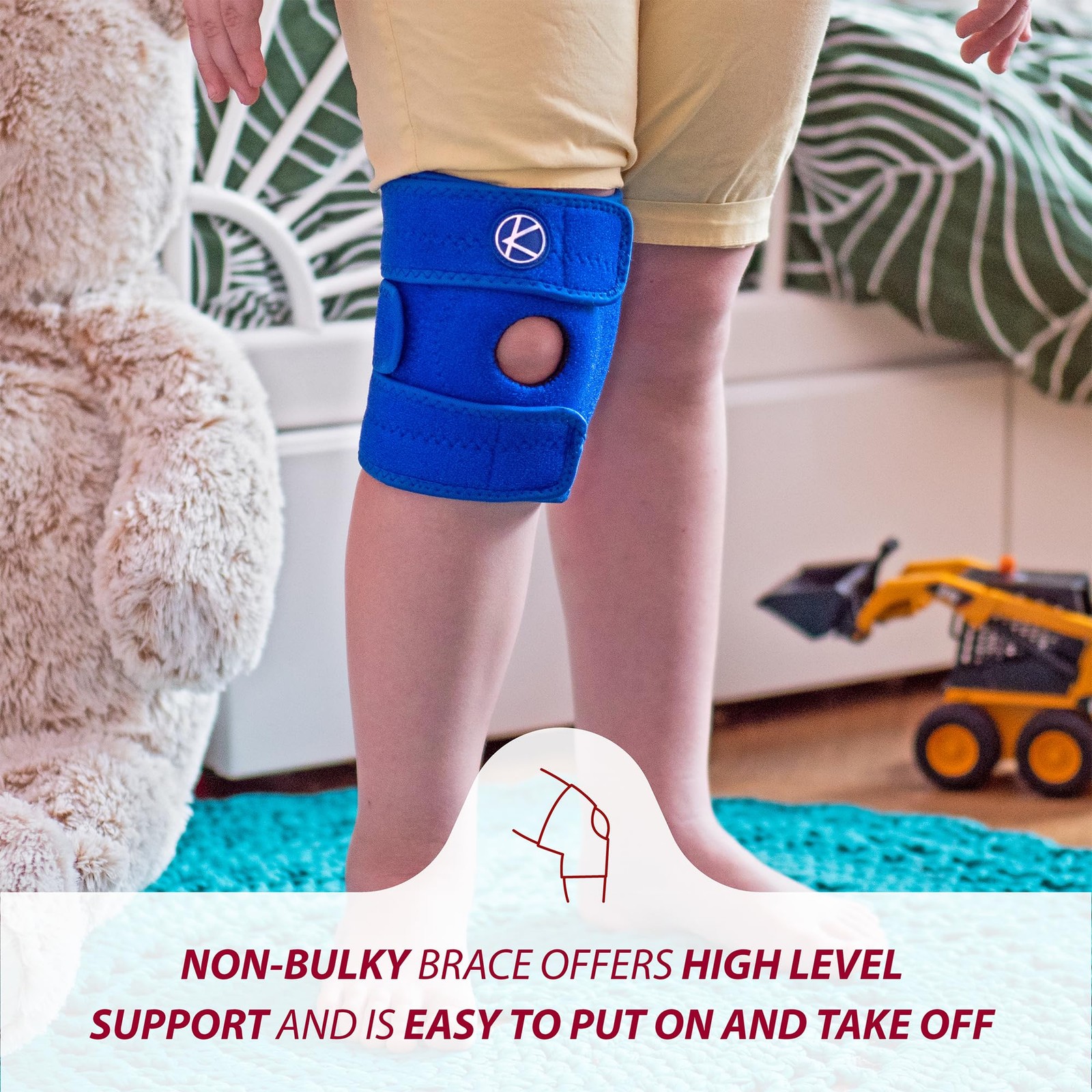 Kids Knee Brace Osgood Schlatter Youth Compression Support Boys Girls Blue