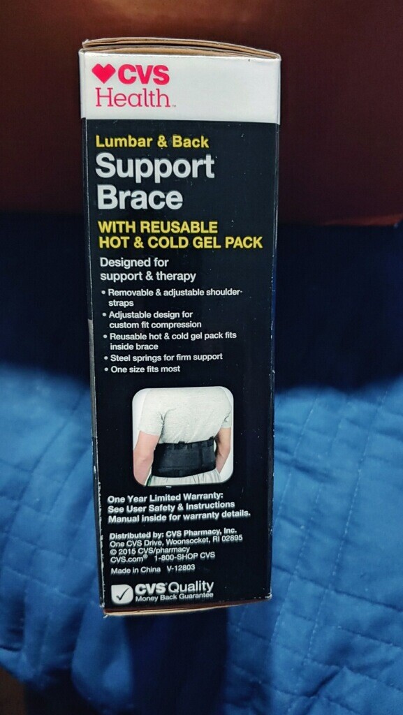 Lumbar & Back SUPPORT BRACE with Reusable Hot & Cold Gel Pack CVS Health