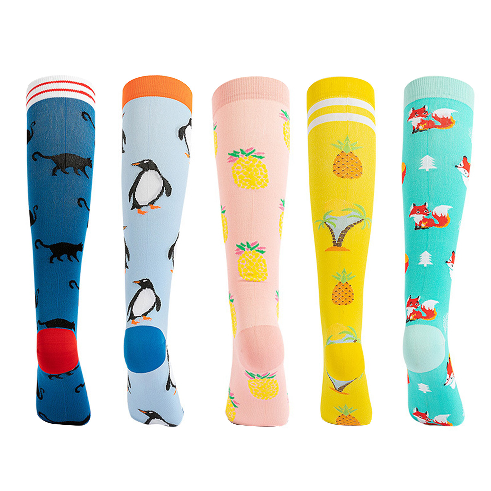 5 Pairs Compression Socks Graduated Support Calf Stockings Womens 20-30 mmHg S/M
