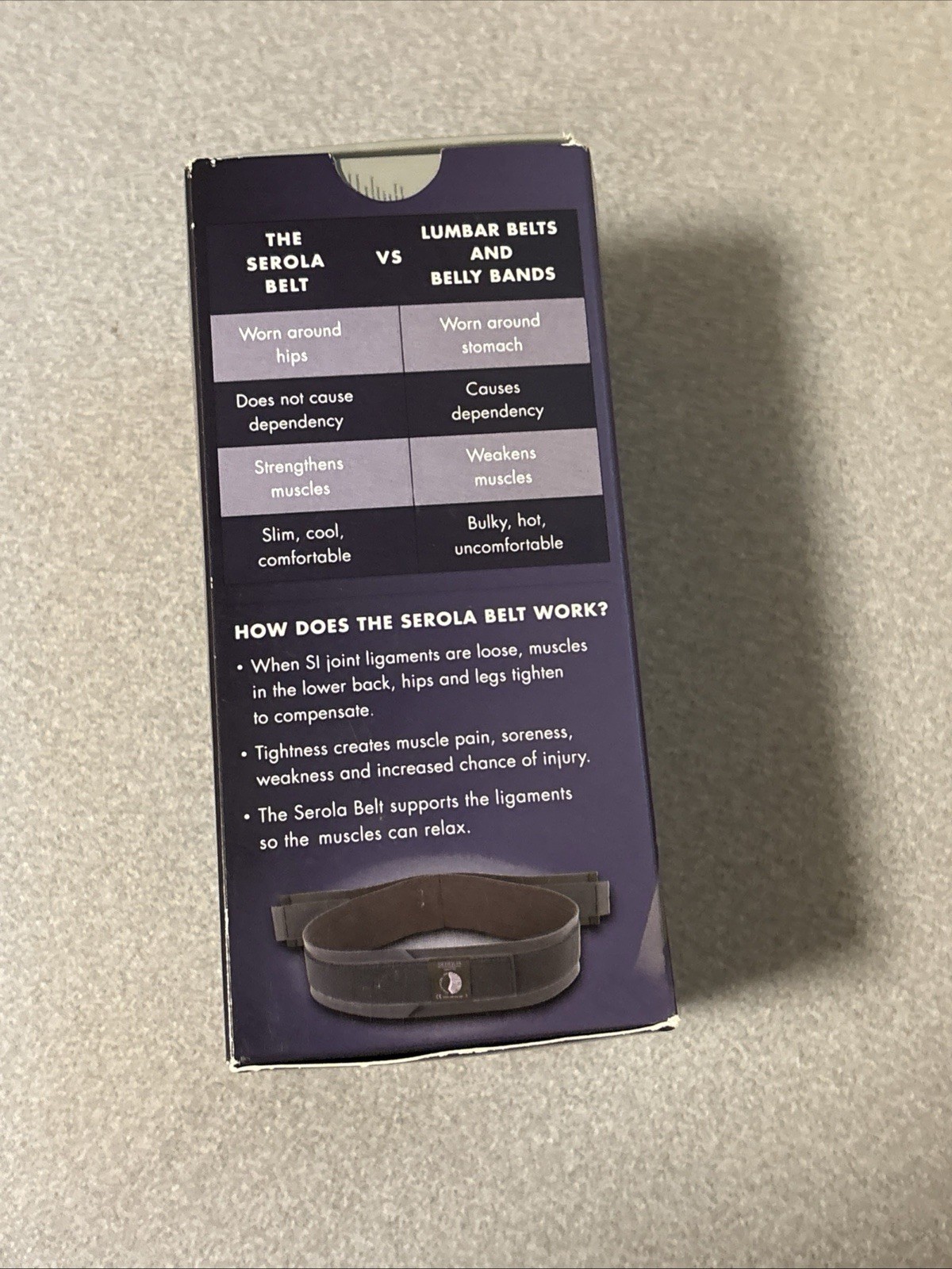 The Serola Belt SMALL 30- 34″Lower Back Pain Biomechanics Open Box!