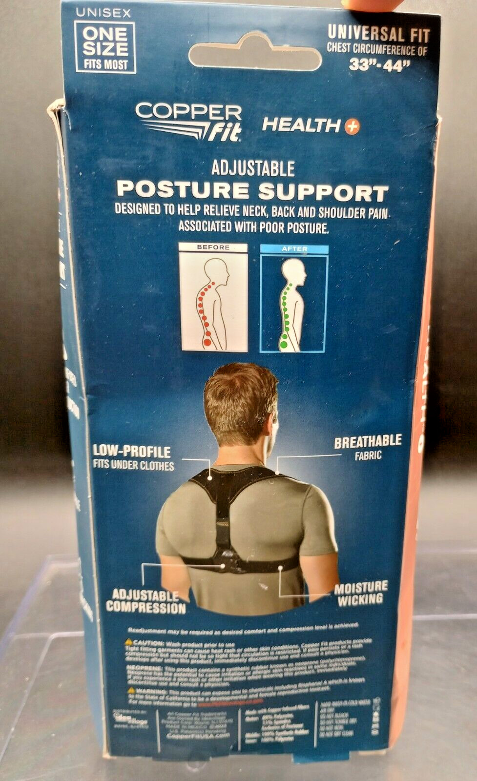 Adjustable Posture Support (Chest 33″-44″) Wear Under Clothes- Lightweight