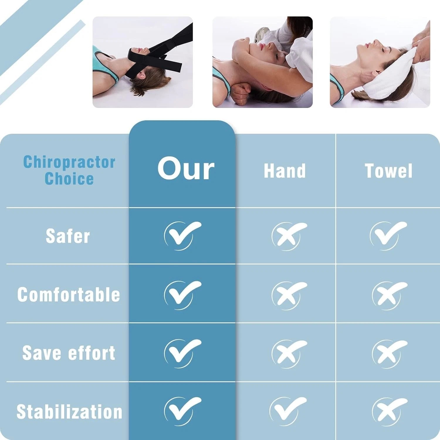 Neck Stretcher Strap, Spine Chiropractic Decompression Tool with Chin Belt, C…