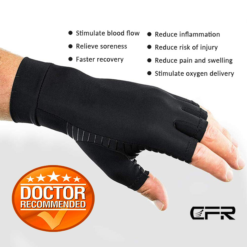 Copper Compression Gloves Hand Brace Support Arthritis Work Rheumatoid Relief US